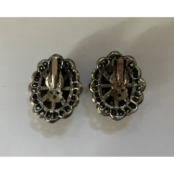 Vintage Gold Sparkle Fleck Splatter Earrings Resin Jewelry '50s MCM Clip On Rare - Picture 6 of 6